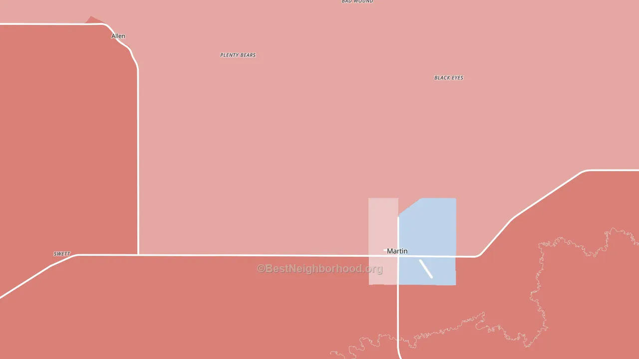 Bennett County, SD block-group political-lean map