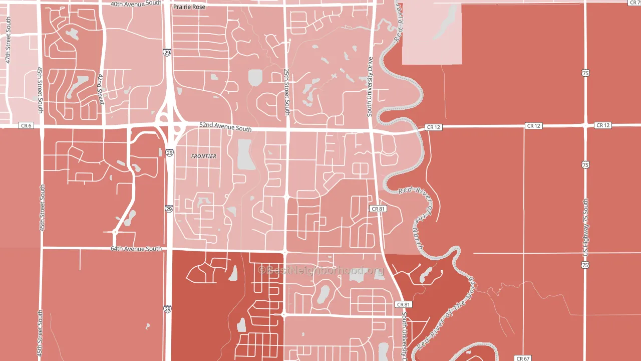 Bennett, Fargo, ND block-group political-lean map