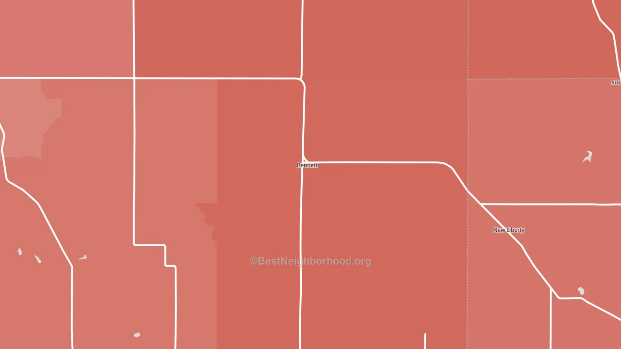 Bennett, IA block-group political-lean map