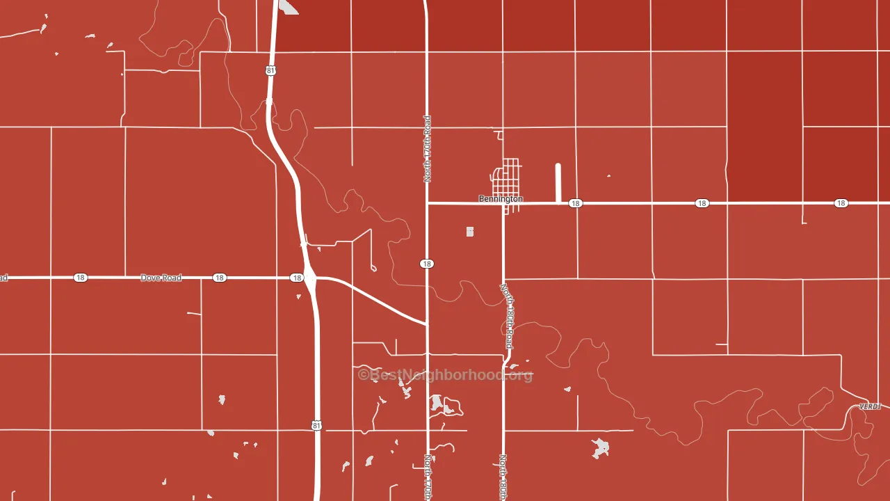 Bennington, KS block-group political-lean map