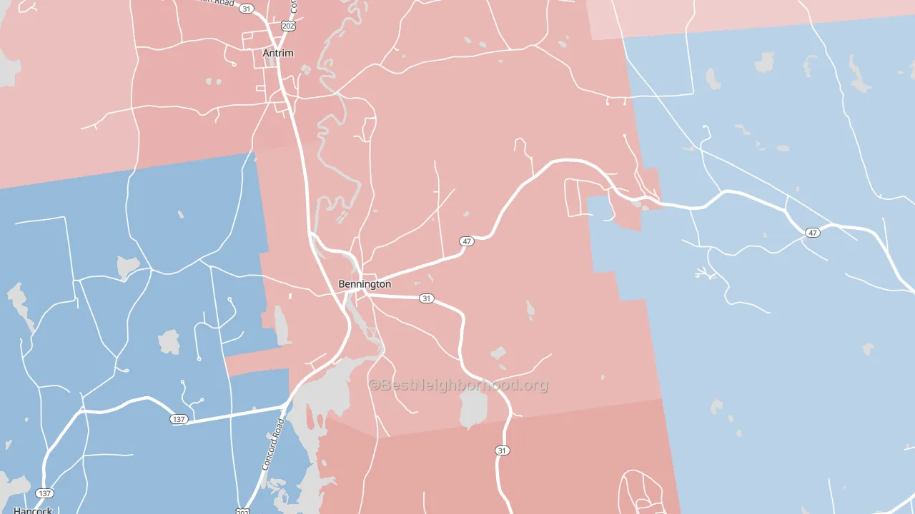 Bennington, NH block-group political-lean map