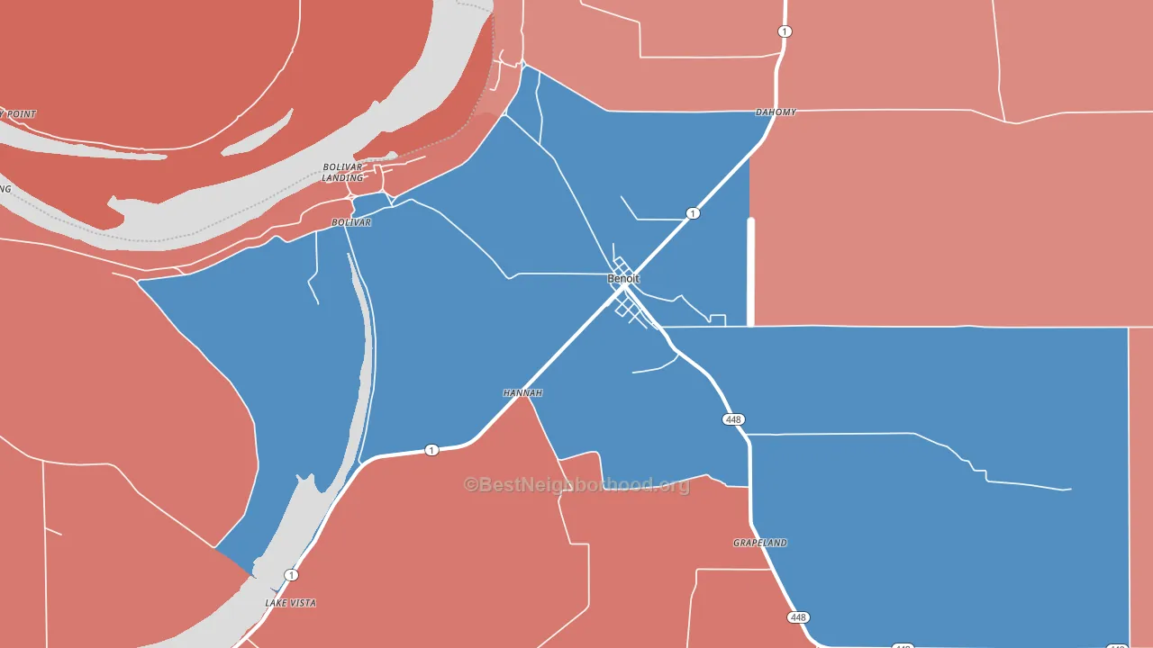Benoit, MS block-group political-lean map