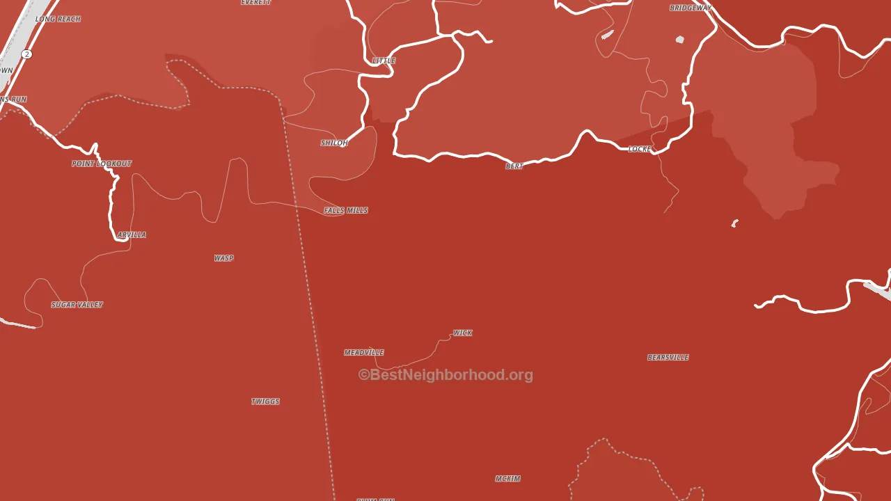Bens Run, WV block-group political-lean map