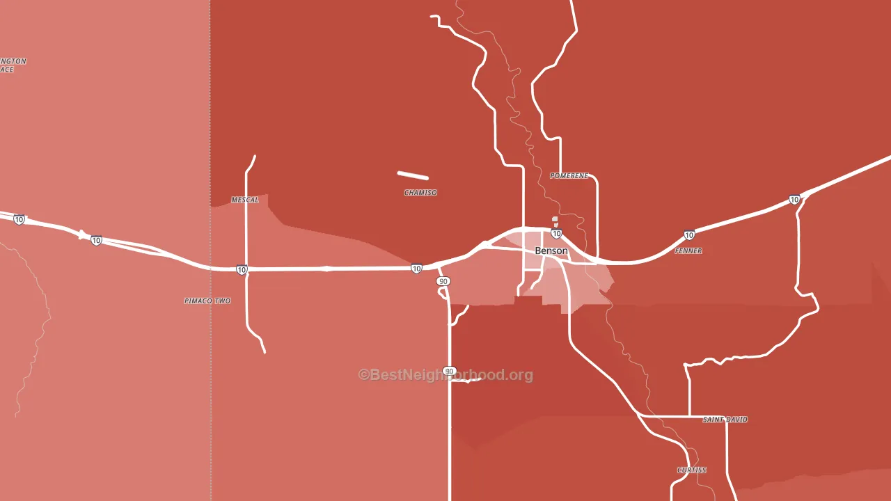 Benson, AZ block-group political-lean map
