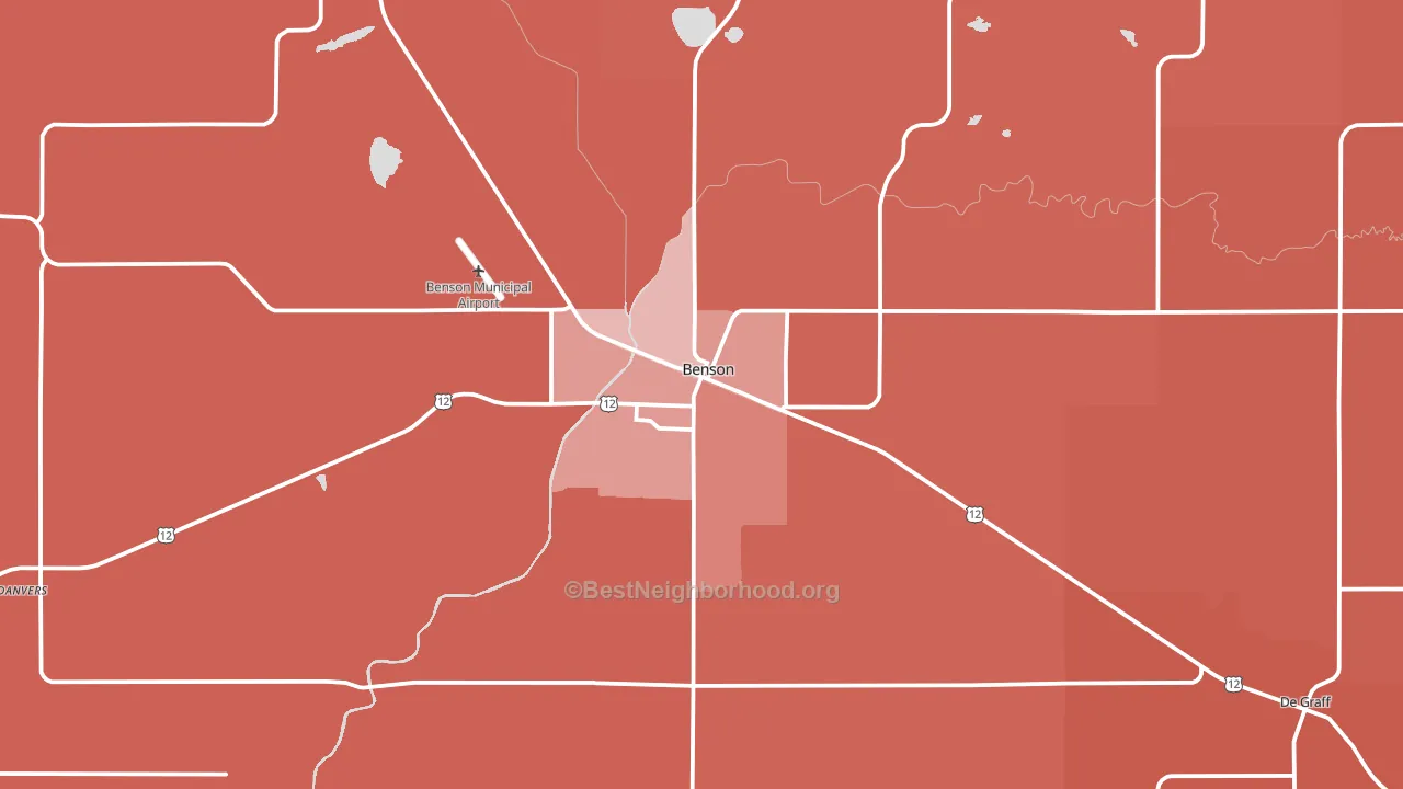 Benson, MN block-group political-lean map