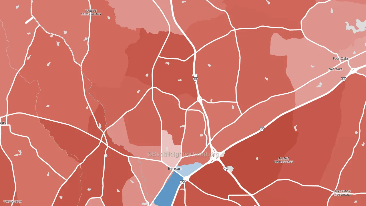 Benson, NC block-group political-lean map