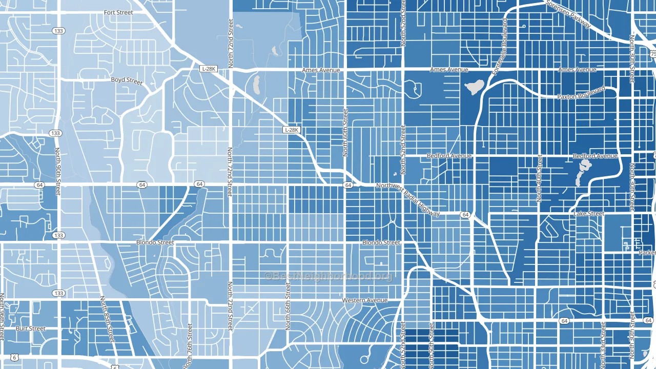 Benson, Omaha, NE block-group political-lean map