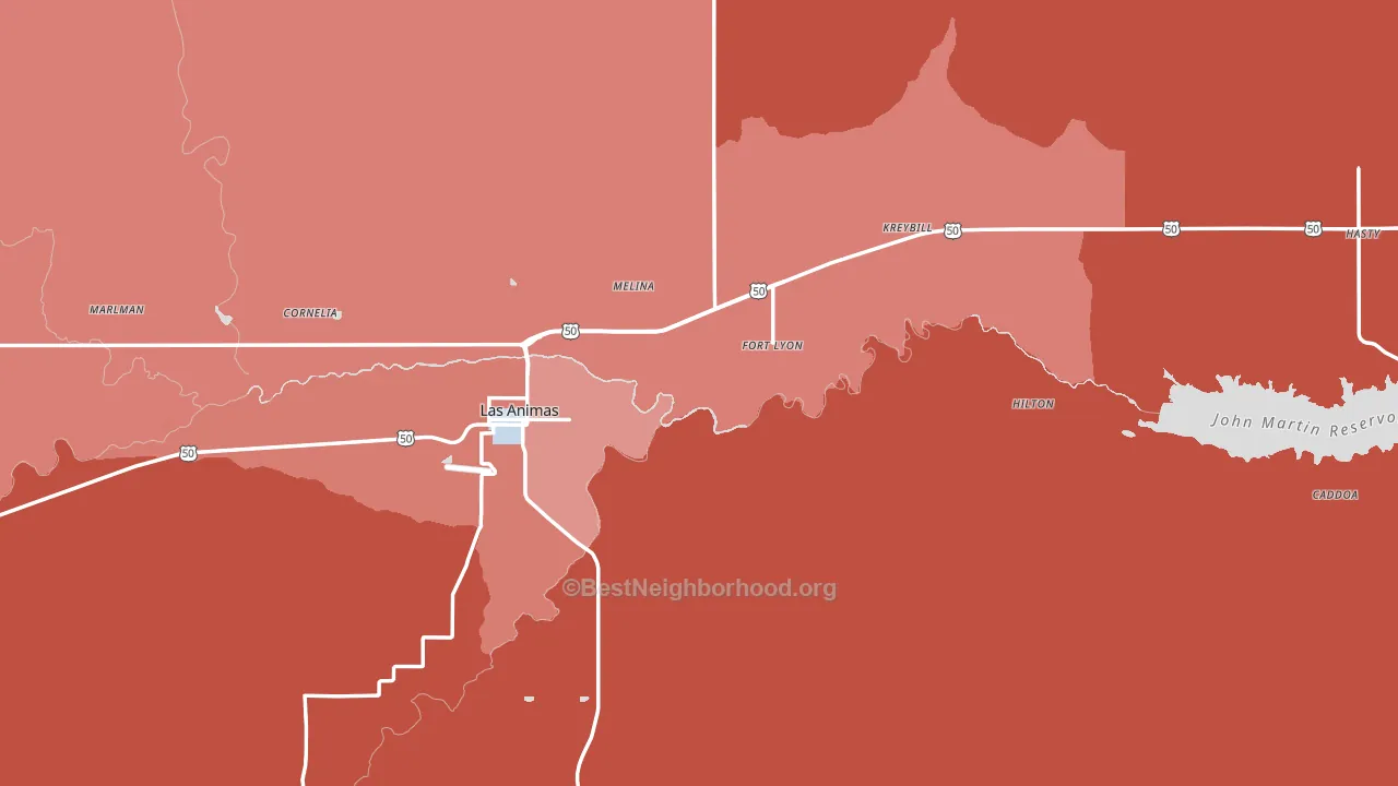 Bent County, CO block-group political-lean map