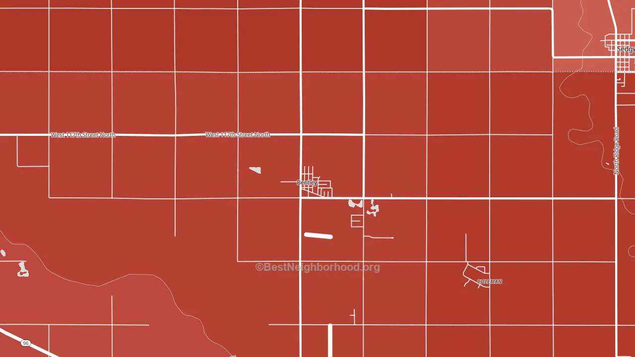 Bentley, KS block-group political-lean map