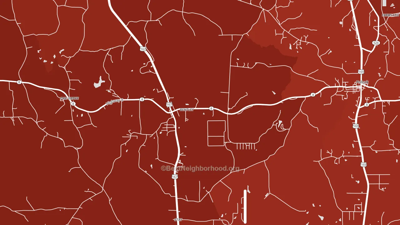 Bentley, LA block-group political-lean map