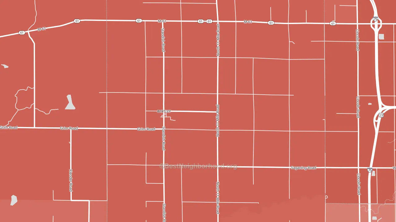 Bentley, MI block-group political-lean map