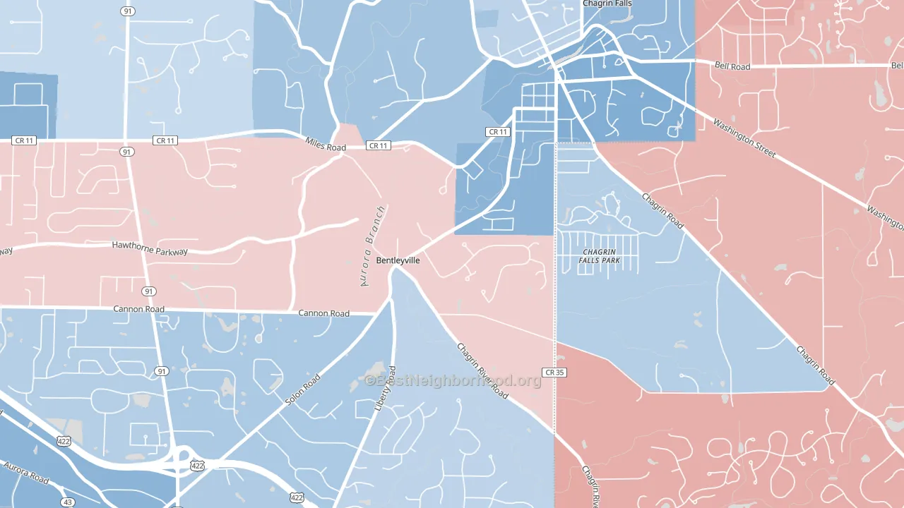 Bentleyville, OH block-group political-lean map