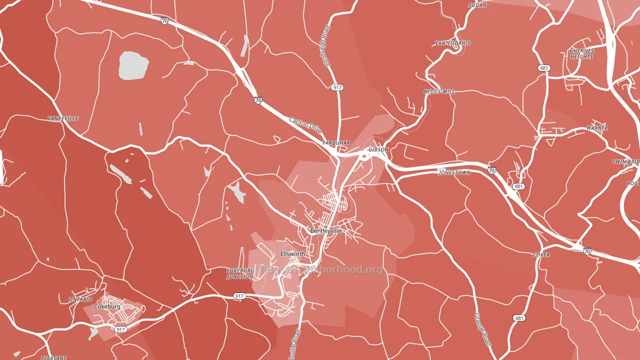 Bentleyville, PA block-group political-lean map