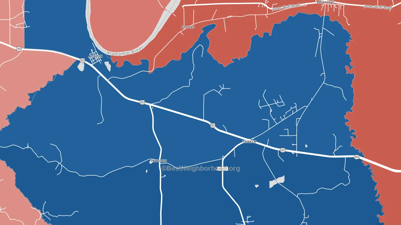 Benton, AL block-group political-lean map