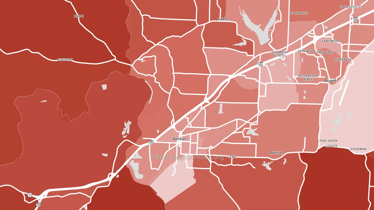 Benton, AR block-group political-lean map