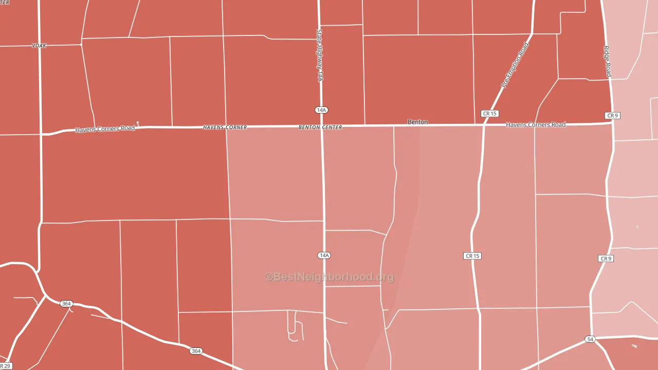 Benton Center, NY block-group political-lean map