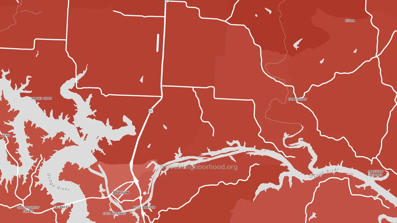 Benton County, MO block-group political-lean map