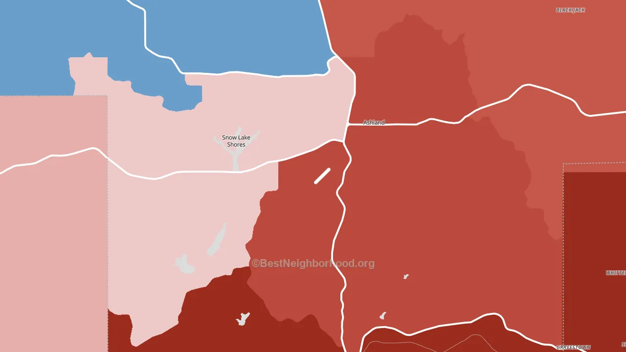 Benton County, MS block-group political-lean map