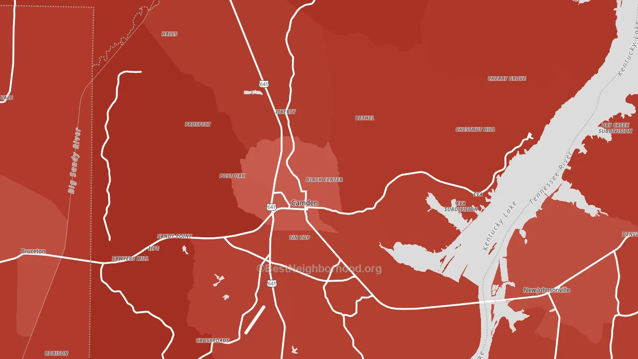 Benton County, TN block-group political-lean map