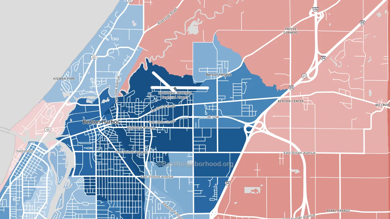 Benton Heights, MI block-group political-lean map