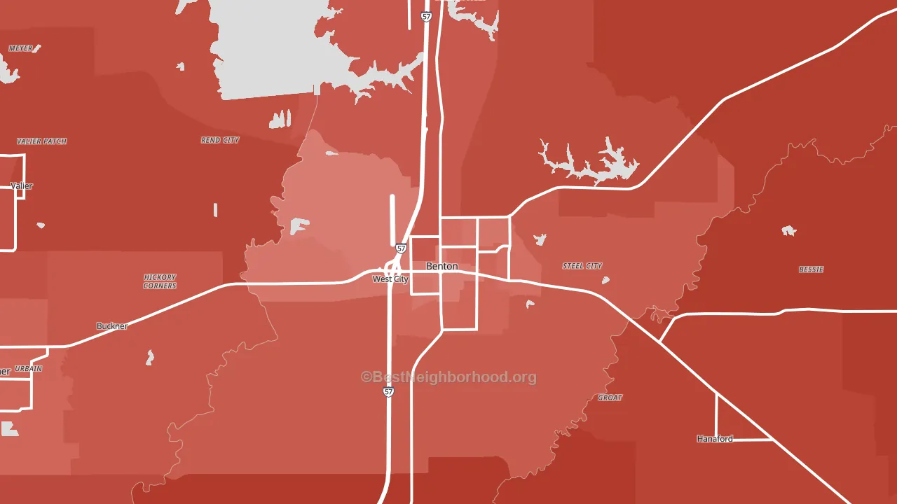 Benton, IL block-group political-lean map