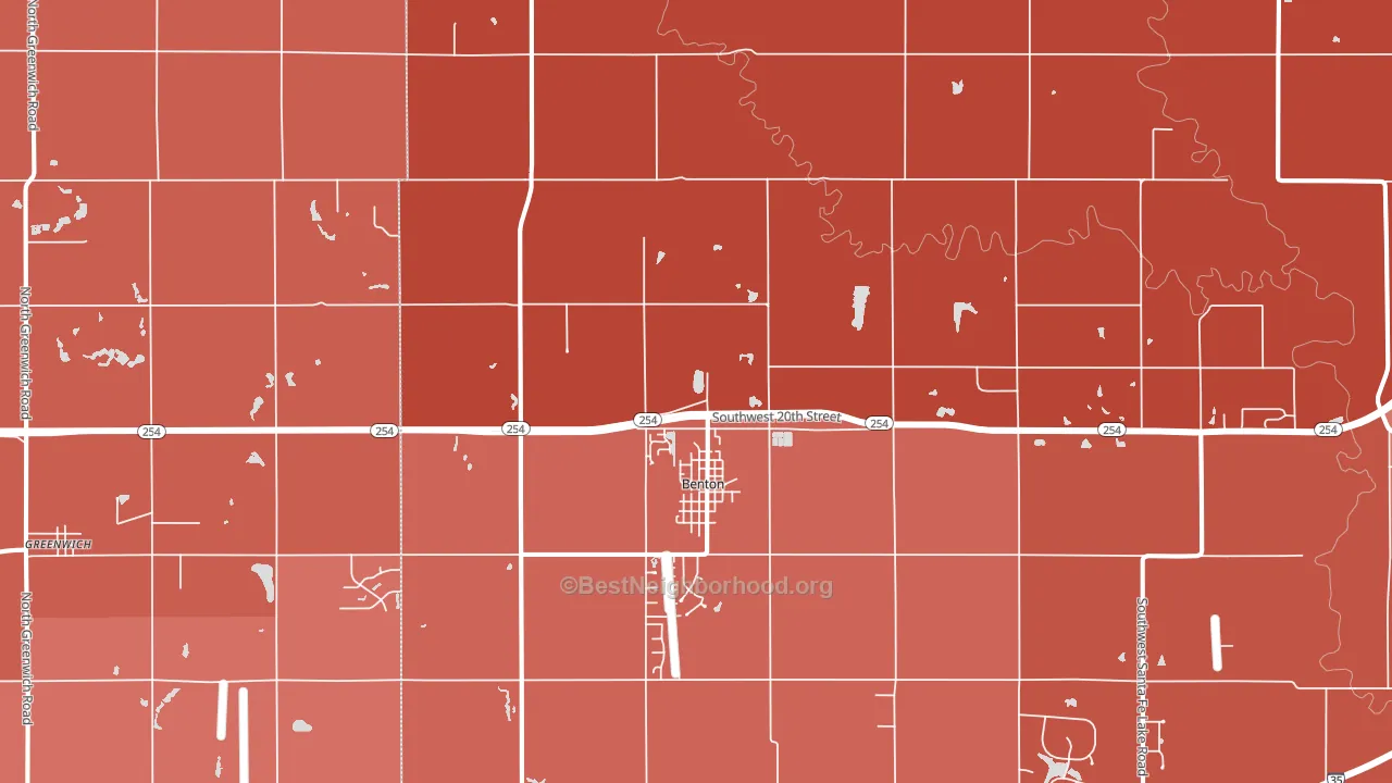 Benton, KS block-group political-lean map