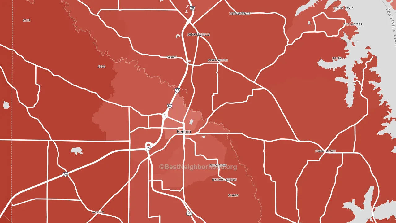 Benton, KY block-group political-lean map