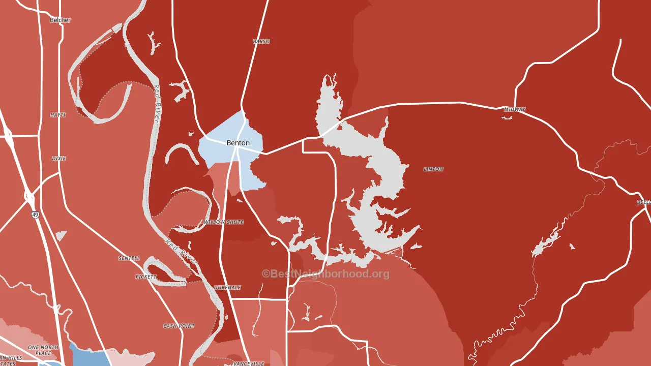 Benton, LA block-group political-lean map