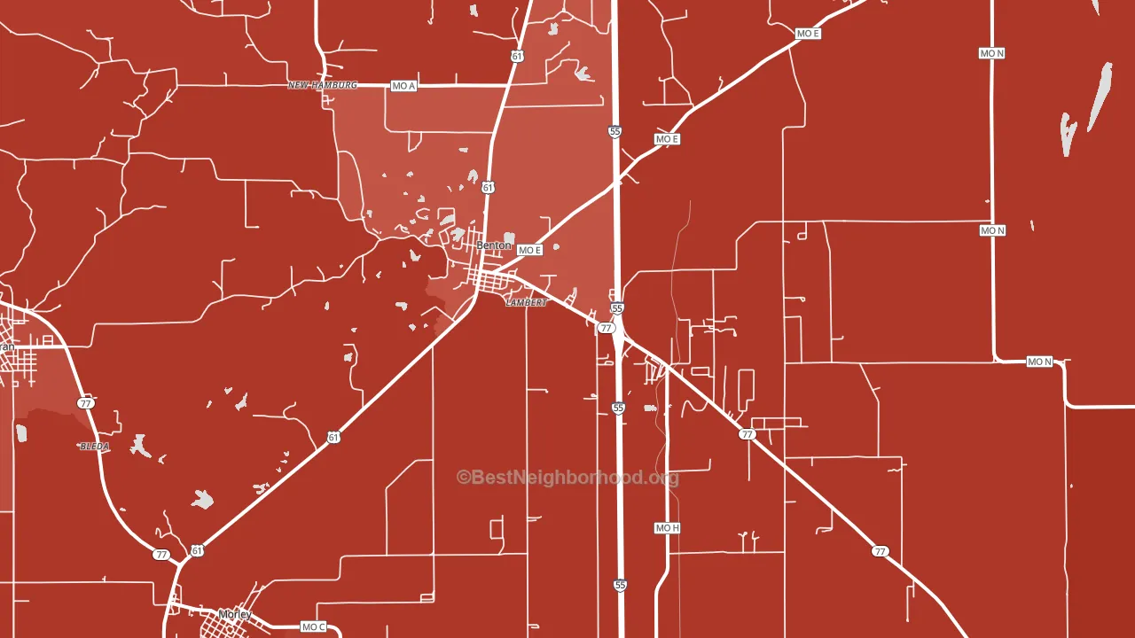 Benton, MO block-group political-lean map