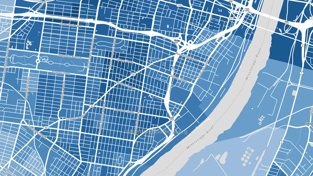 Benton Park, St. Louis, MO block-group political-lean map
