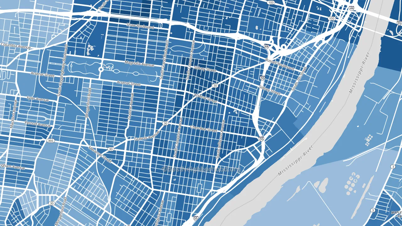 Benton Park West, St. Louis, MO block-group political-lean map