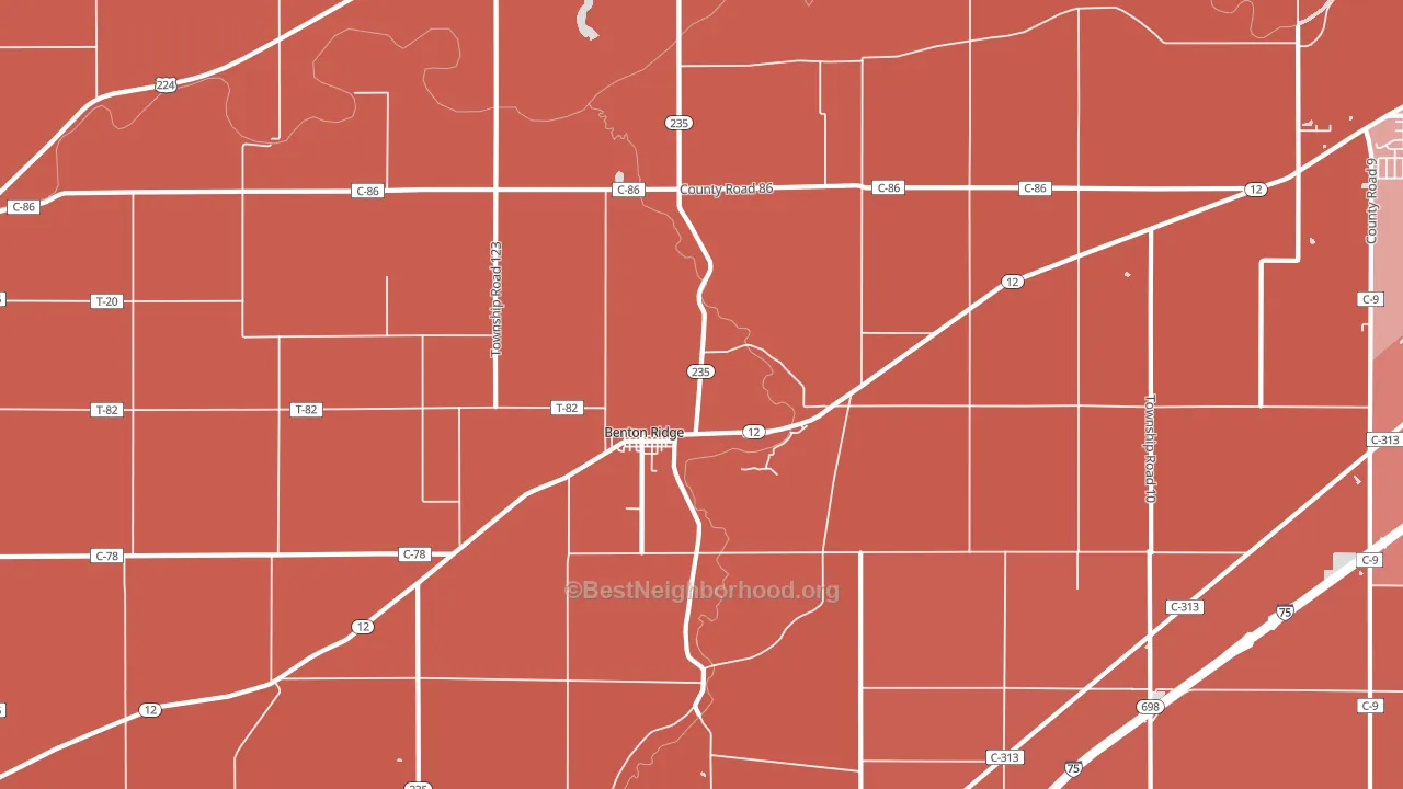 Benton Ridge, OH block-group political-lean map