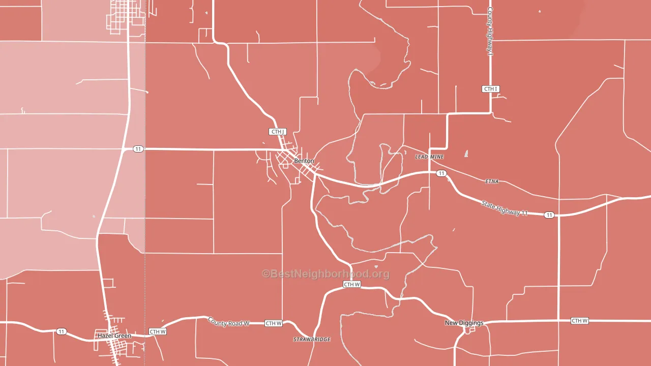 Benton, WI block-group political-lean map