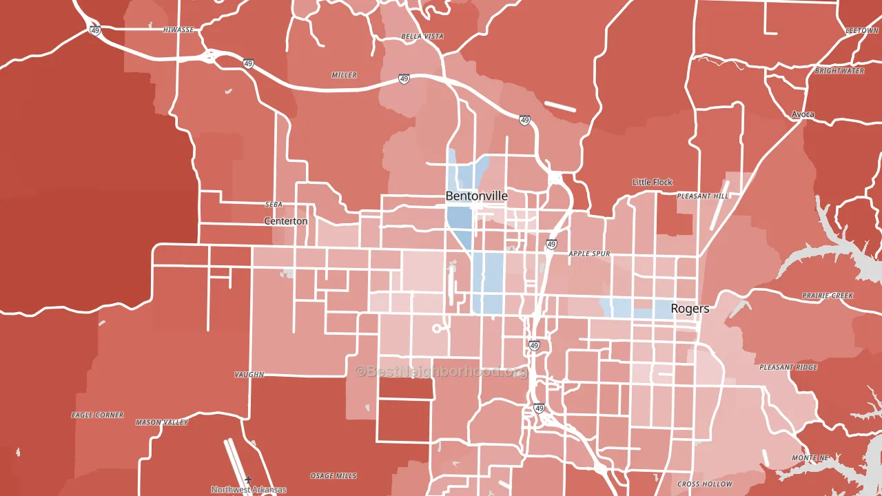 Bentonville, AR block-group political-lean map