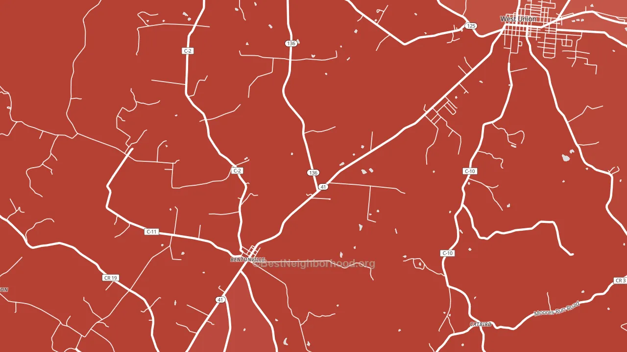Bentonville, OH block-group political-lean map