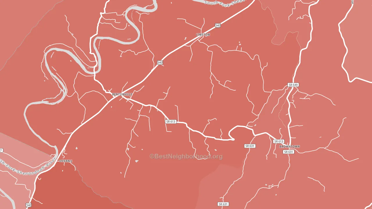 Bentonville, VA block-group political-lean map