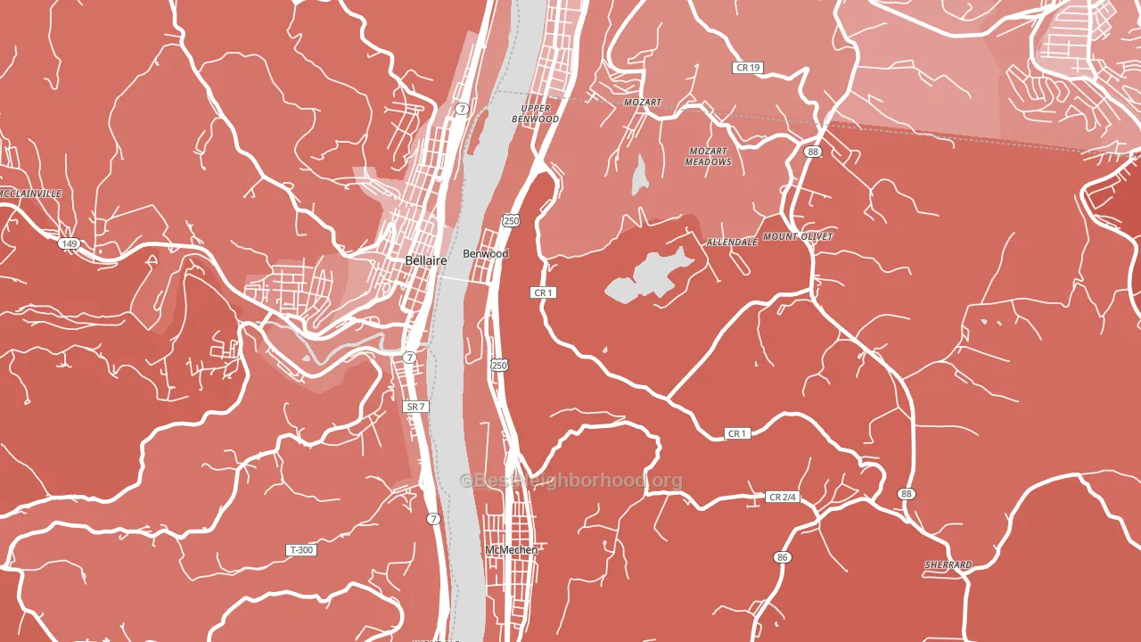 Benwood, WV block-group political-lean map