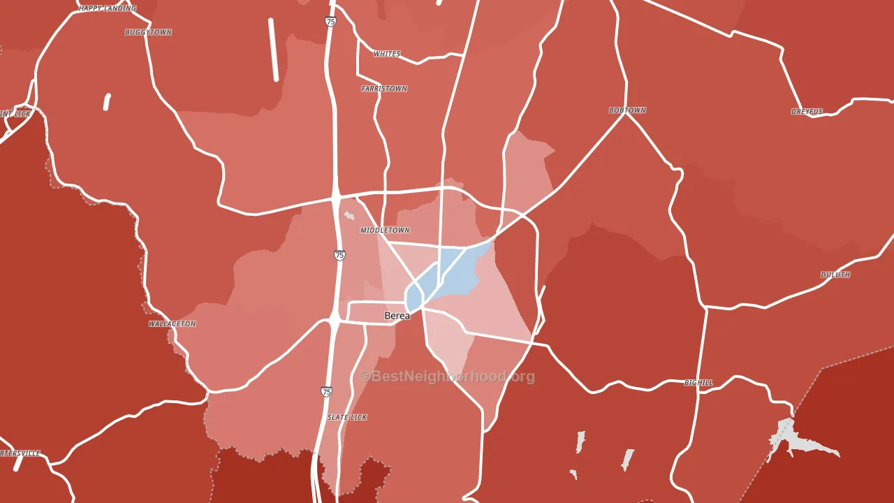 Berea, KY block-group political-lean map