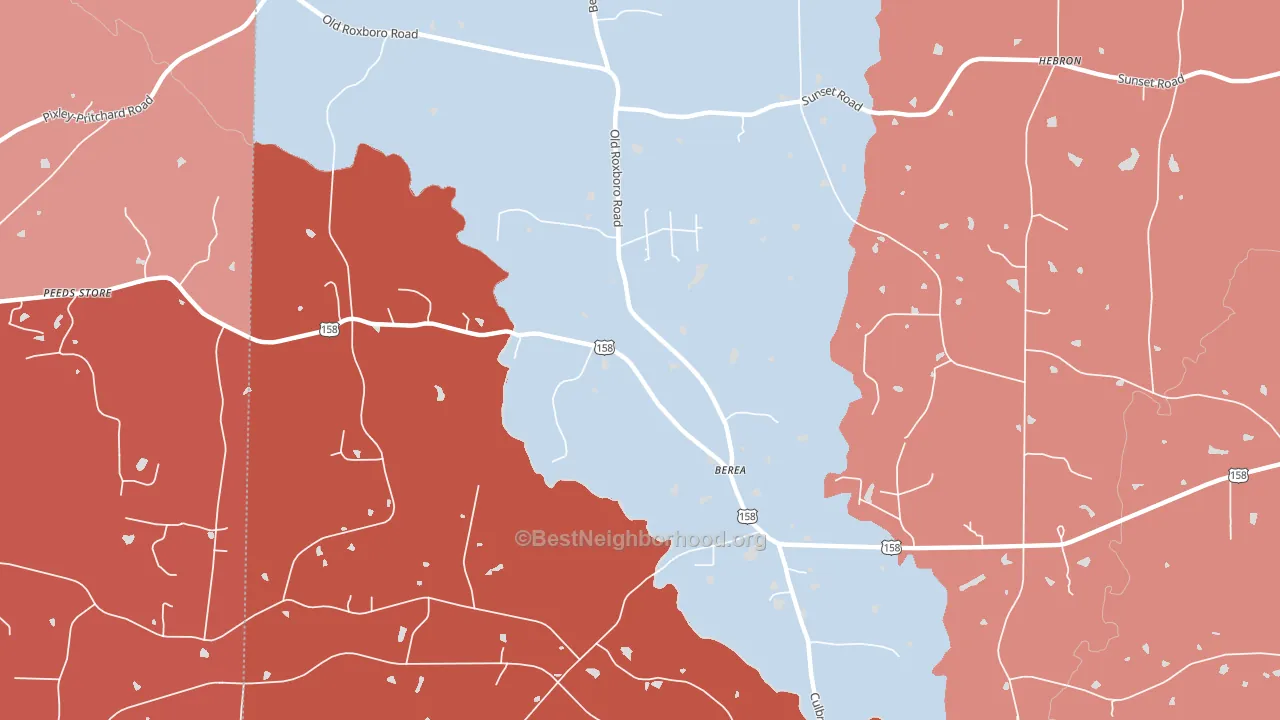 Berea, NC block-group political-lean map