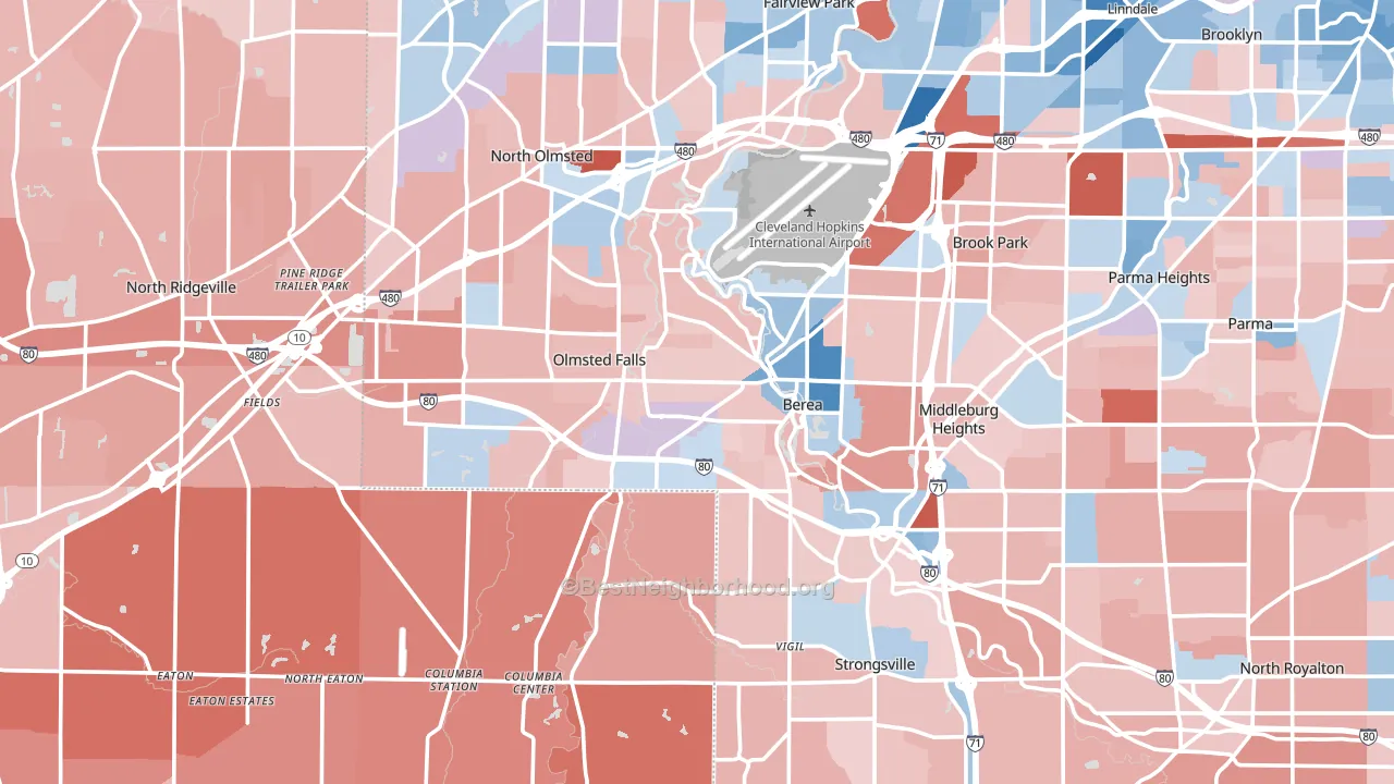 Berea, OH block-group political-lean map