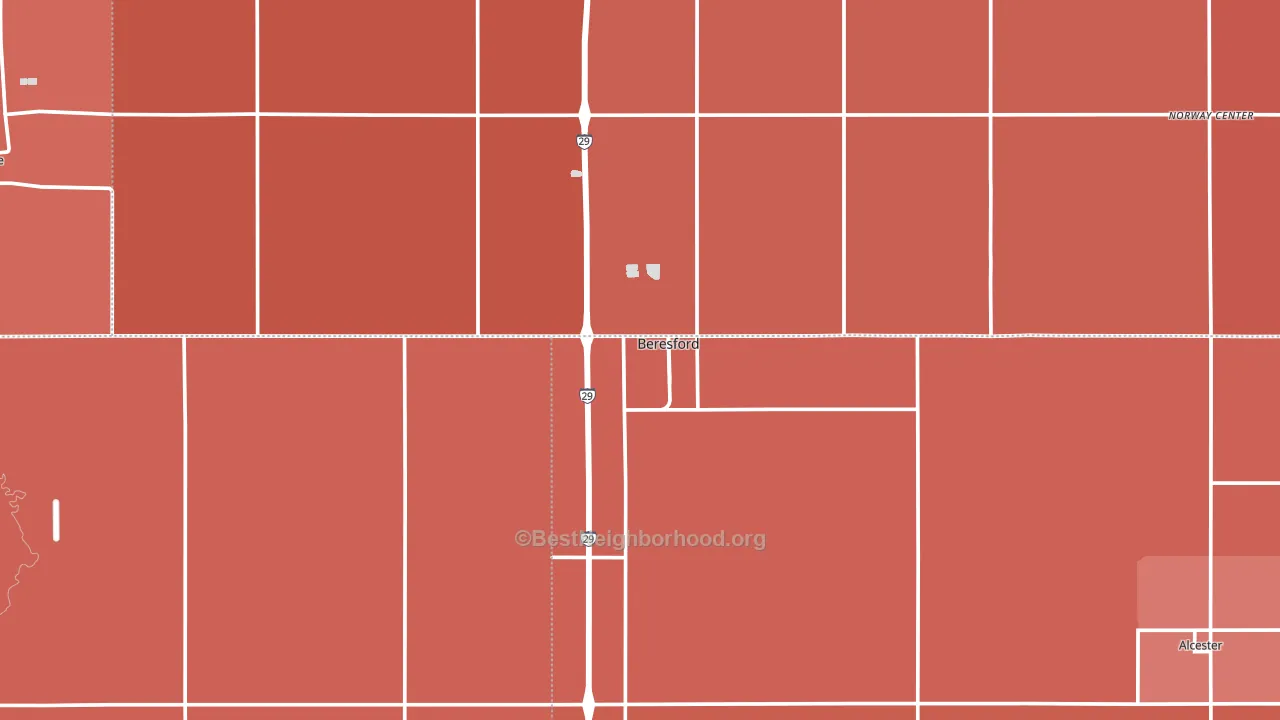 Beresford, SD block-group political-lean map