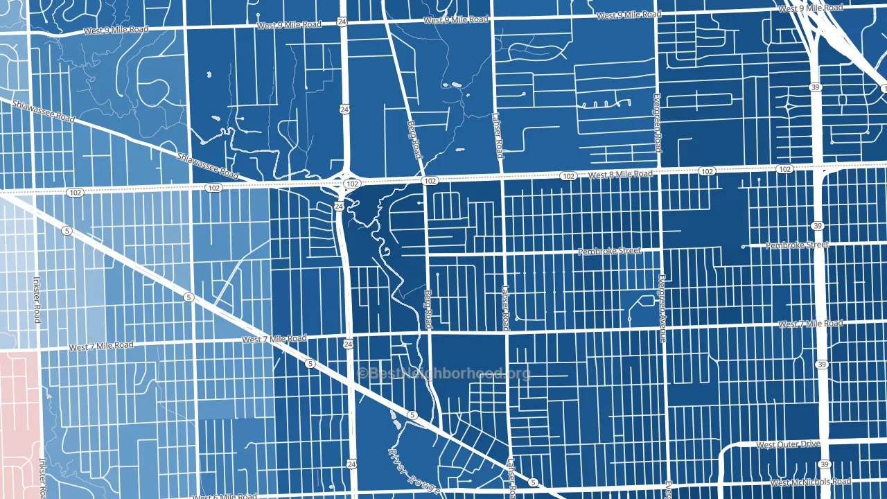 Berg-Lasher, Detroit, MI block-group political-lean map