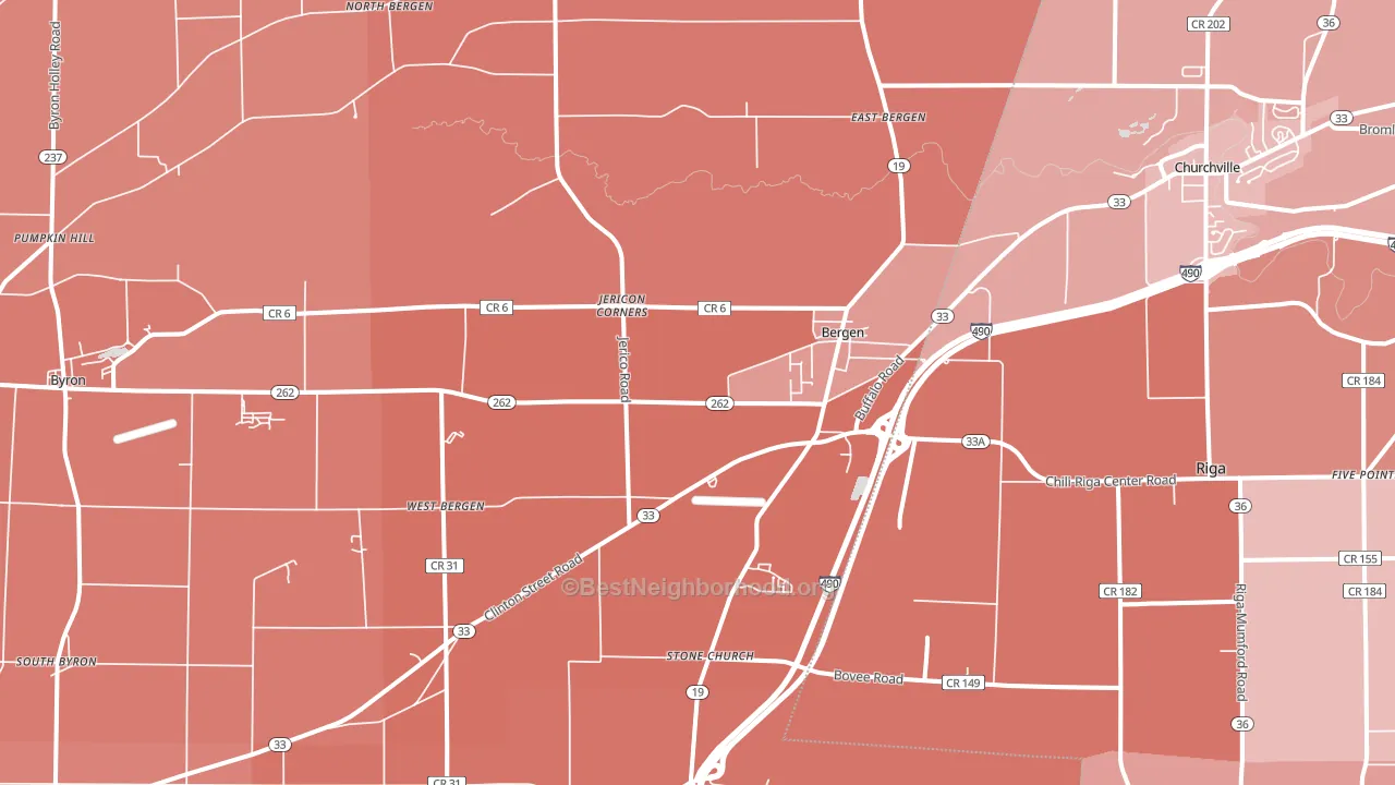 Bergen, NY block-group political-lean map