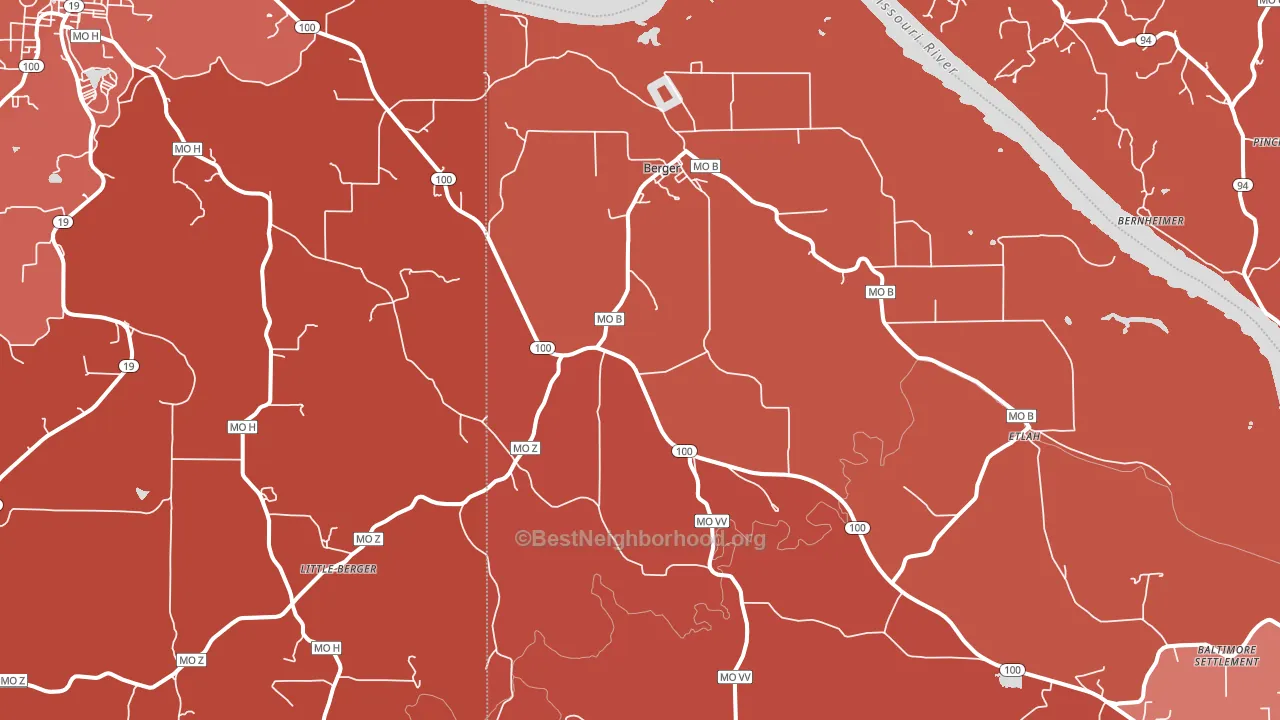Berger, MO block-group political-lean map