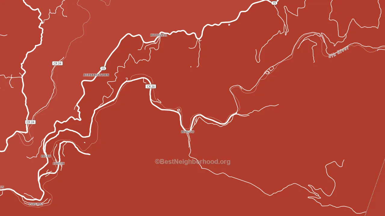 Bergoo, WV block-group political-lean map