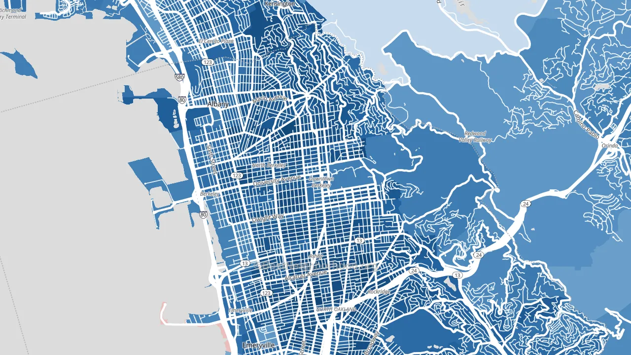 Berkeley, CA block-group political-lean map