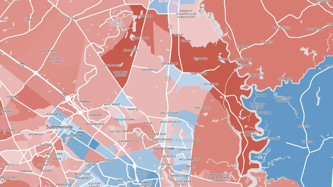 Berkeley County, SC block-group political-lean map