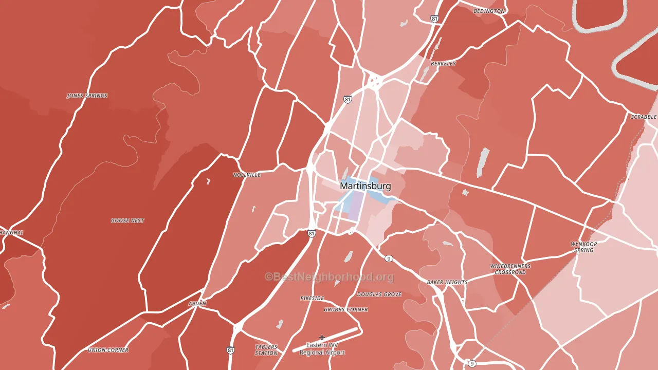 Berkeley County, WV block-group political-lean map