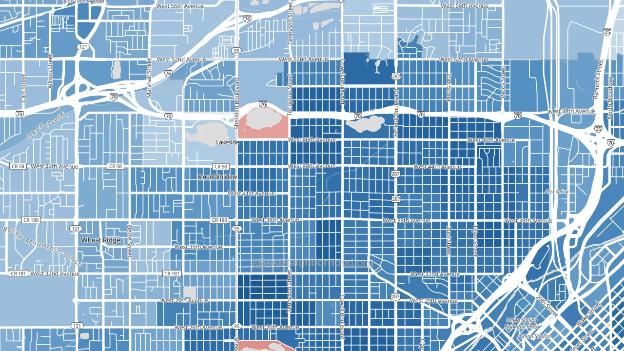 Berkeley, Denver, CO block-group political-lean map