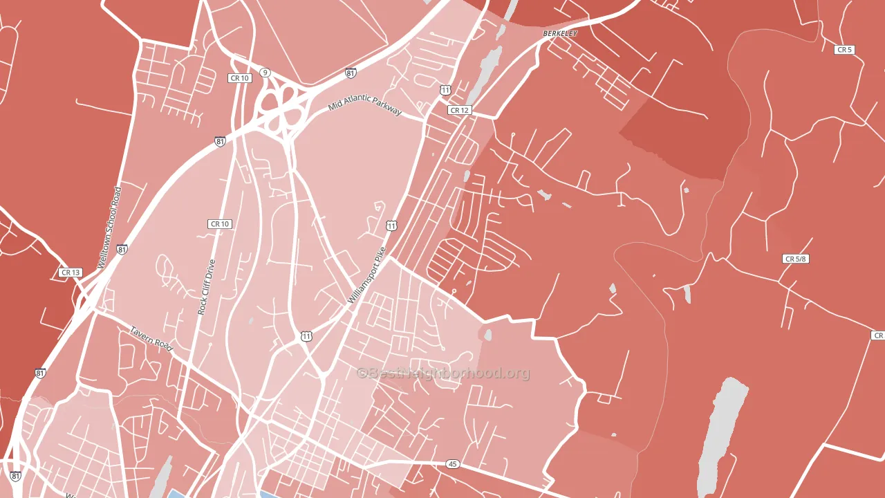 Berkeley, Martinsburg, WV block-group political-lean map